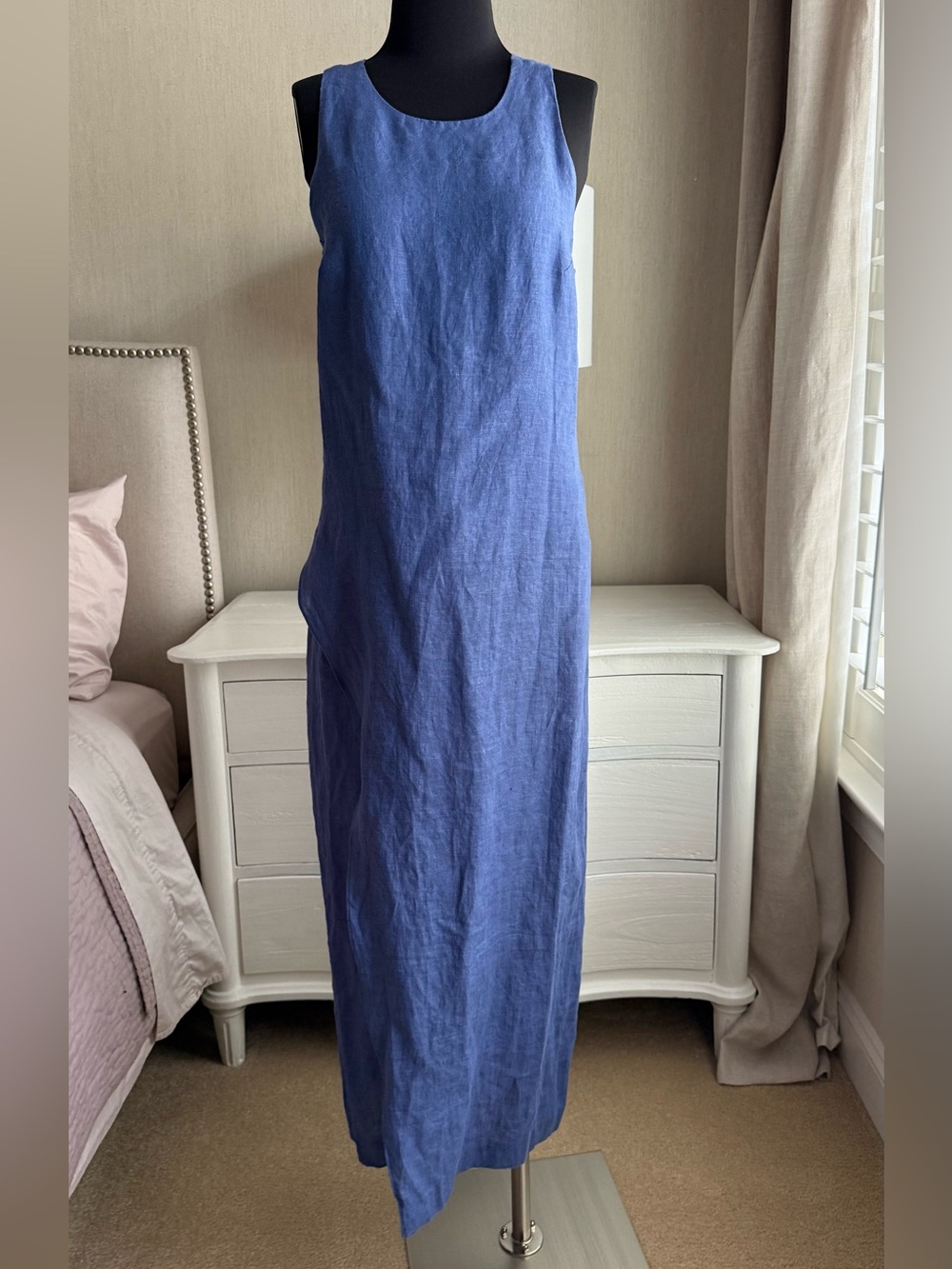 NWT! J. McLaughlin Ailene Sleeveless Linen Midi Dress in Blue